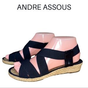 Andre Assous size 7.5 sandals navy blue